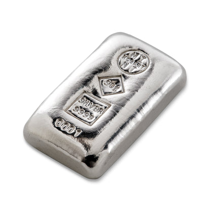 Box of 10 - 50g Silver 'Mini' Cast Bars