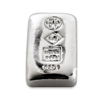 Box of 10 - 50g Silver 'Mini' Cast Bars